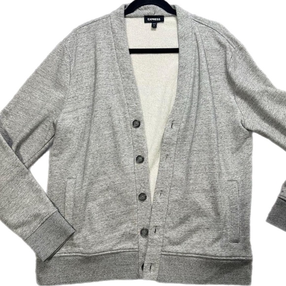 EXPRESS  grey cardigan size M Tall‎ with pockets - Picture 1 of 5